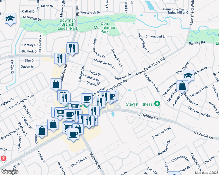 map of restaurants, bars, coffee shops, grocery stores, and more near 344 Fort Edward Drive in Arlington