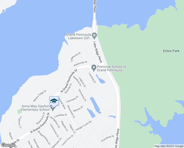 map of restaurants, bars, coffee shops, grocery stores, and more near 6836 Landing Drive in Grand Prairie