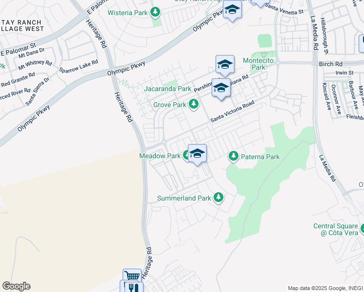 map of restaurants, bars, coffee shops, grocery stores, and more near 1278 Santa Victoria Road in Chula Vista
