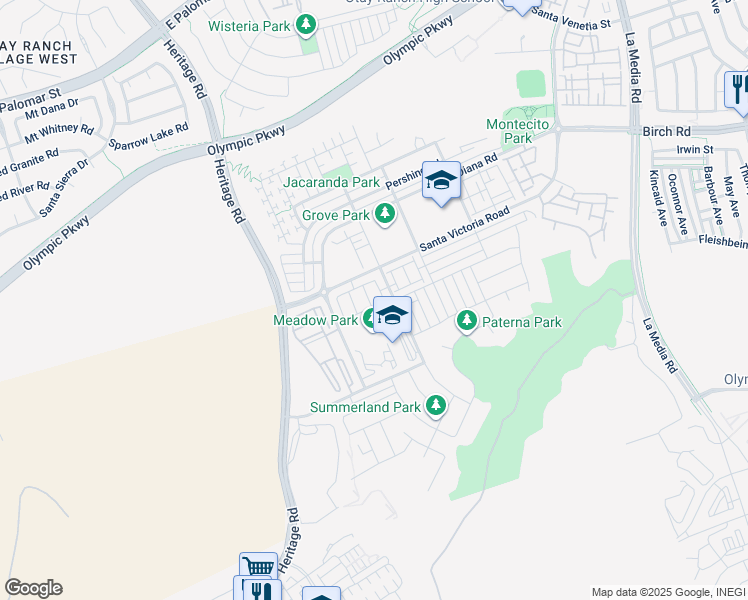 map of restaurants, bars, coffee shops, grocery stores, and more near 1278 Santa Victoria Road in Chula Vista