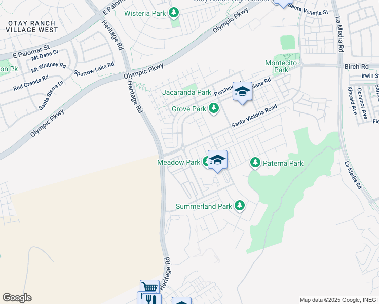 map of restaurants, bars, coffee shops, grocery stores, and more near 1709 Santa Carolina Road in Chula Vista