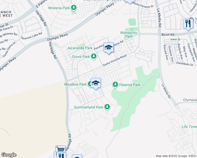 map of restaurants, bars, coffee shops, grocery stores, and more near 1312 Keck Road in Chula Vista