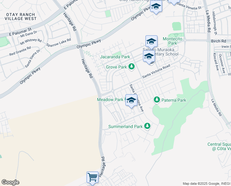 map of restaurants, bars, coffee shops, grocery stores, and more near 1709 Santa Carolina Road in Chula Vista