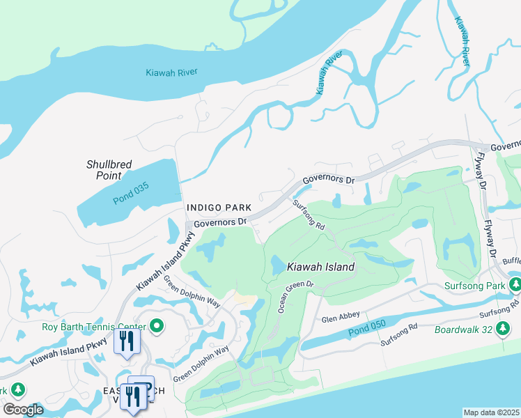 map of restaurants, bars, coffee shops, grocery stores, and more near 5 Airy Hall in Johns Island