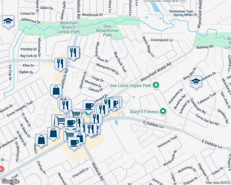 map of restaurants, bars, coffee shops, grocery stores, and more near 344 Fort Edward Drive in Arlington