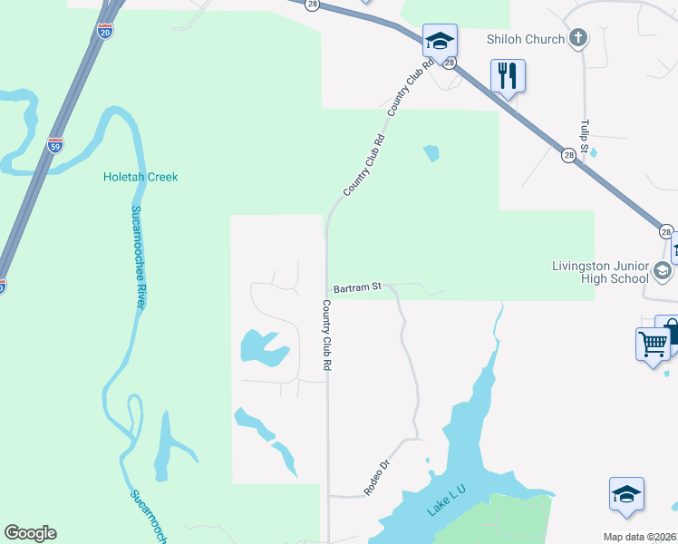 map of restaurants, bars, coffee shops, grocery stores, and more near 714 Country Club Road in Livingston