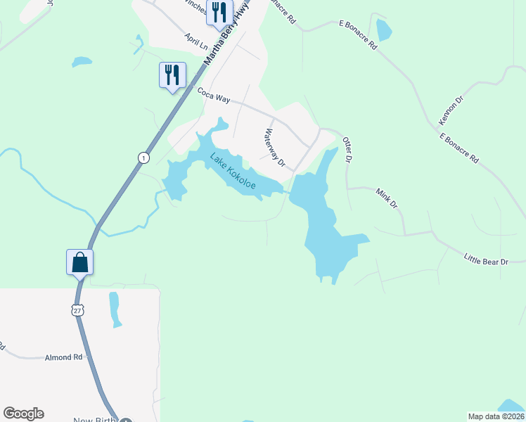 map of restaurants, bars, coffee shops, grocery stores, and more near 534 Sweetwater Drive in Cataula