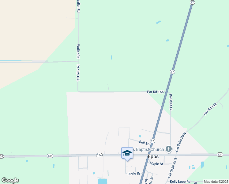 map of restaurants, bars, coffee shops, grocery stores, and more near Waller Road in Epps