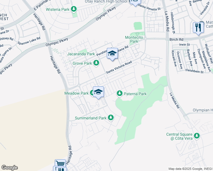 map of restaurants, bars, coffee shops, grocery stores, and more near 1705 Tuckers Grove Avenue in Chula Vista