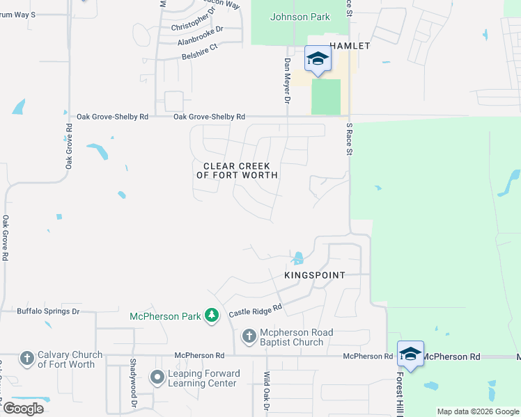 map of restaurants, bars, coffee shops, grocery stores, and more near 1301 Hazelnut Drive in Fort Worth