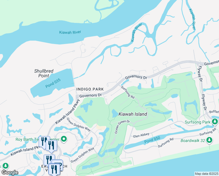 map of restaurants, bars, coffee shops, grocery stores, and more near 5 Airy Hall in Johns Island