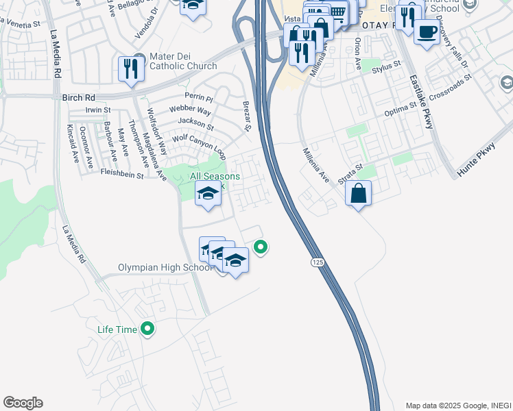 map of restaurants, bars, coffee shops, grocery stores, and more near 1811 Lime Court in Chula Vista