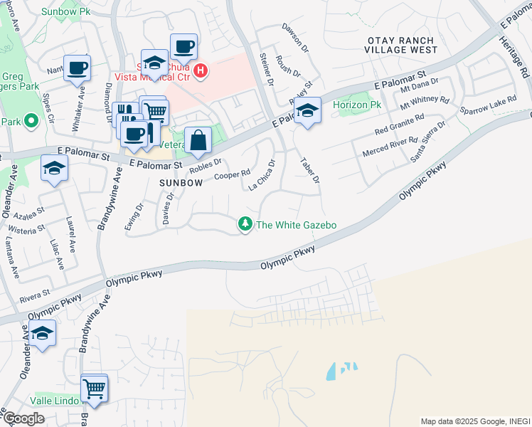 map of restaurants, bars, coffee shops, grocery stores, and more near 784 De La Toba Road in Chula Vista
