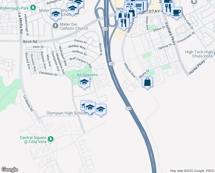 map of restaurants, bars, coffee shops, grocery stores, and more near in Chula Vista