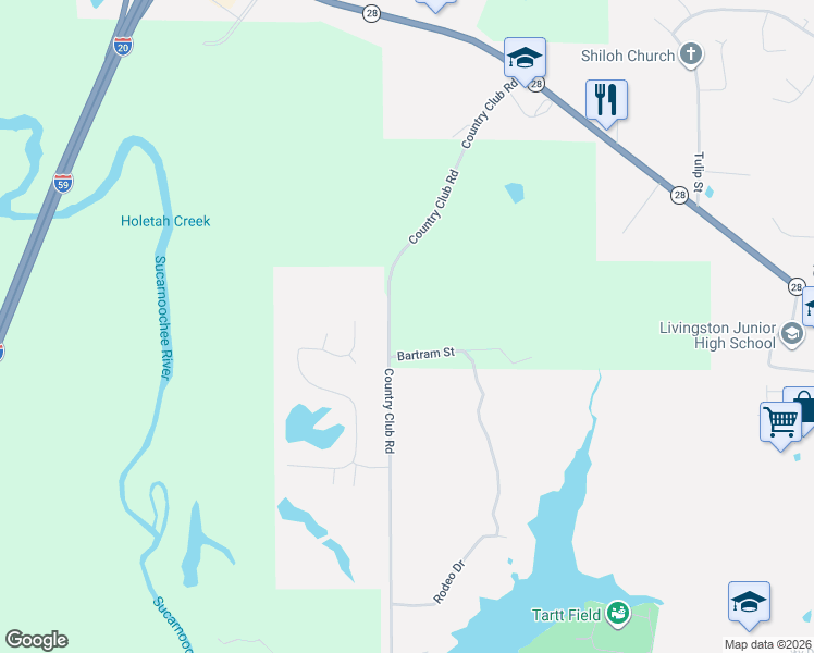 map of restaurants, bars, coffee shops, grocery stores, and more near 714 Country Club Road in Livingston