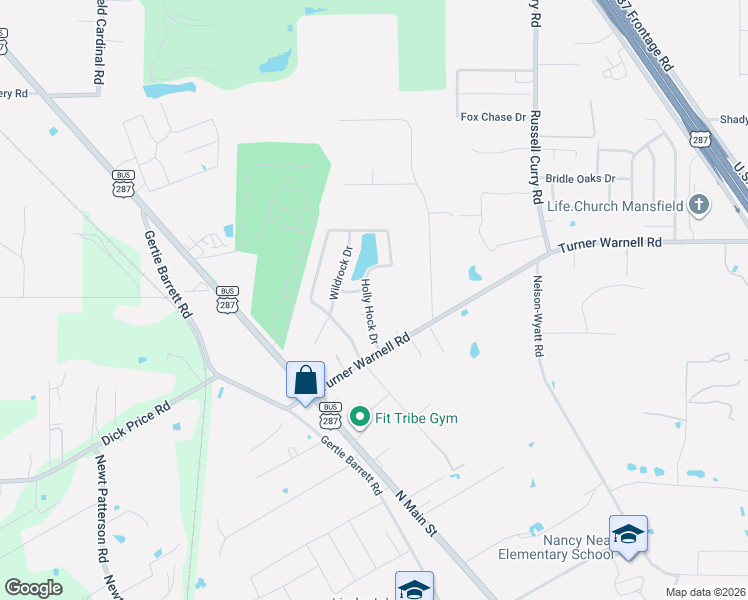 map of restaurants, bars, coffee shops, grocery stores, and more near 4403 Holly Hock Court in Arlington