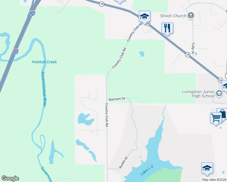 map of restaurants, bars, coffee shops, grocery stores, and more near 714 Country Club Road in Livingston