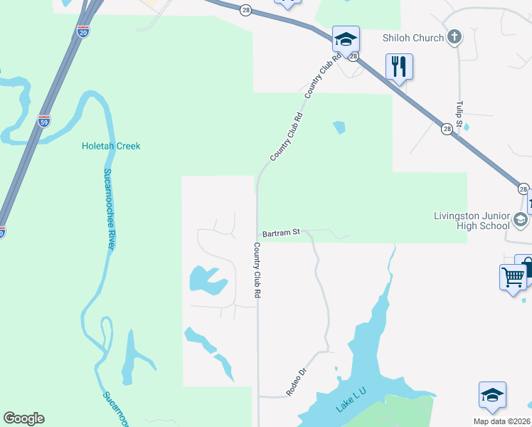 map of restaurants, bars, coffee shops, grocery stores, and more near 714 Country Club Road in Livingston