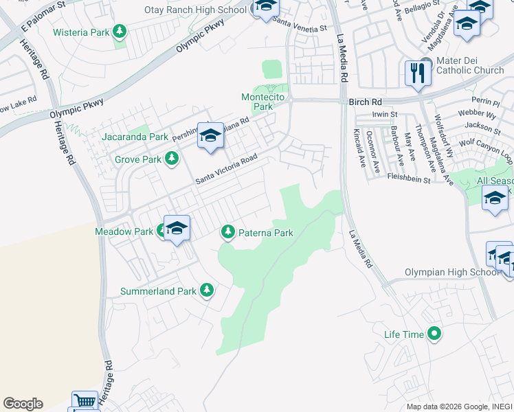 map of restaurants, bars, coffee shops, grocery stores, and more near 1435 Stearns Wharf Road in Chula Vista