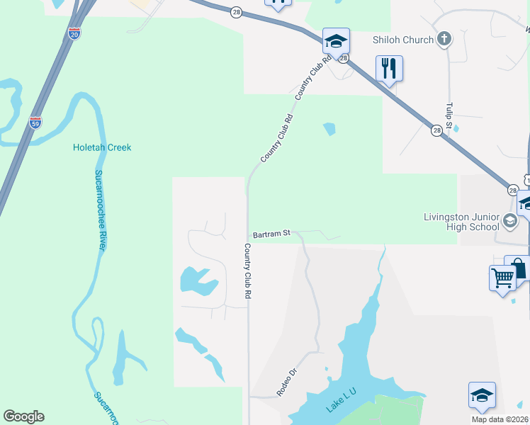 map of restaurants, bars, coffee shops, grocery stores, and more near 714 Country Club Road in Livingston