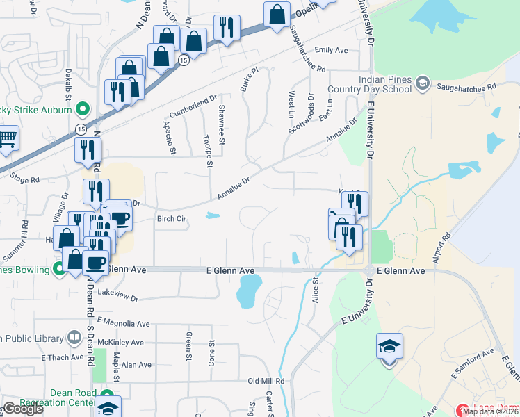 map of restaurants, bars, coffee shops, grocery stores, and more near 313 Hickorywoods Drive in Auburn