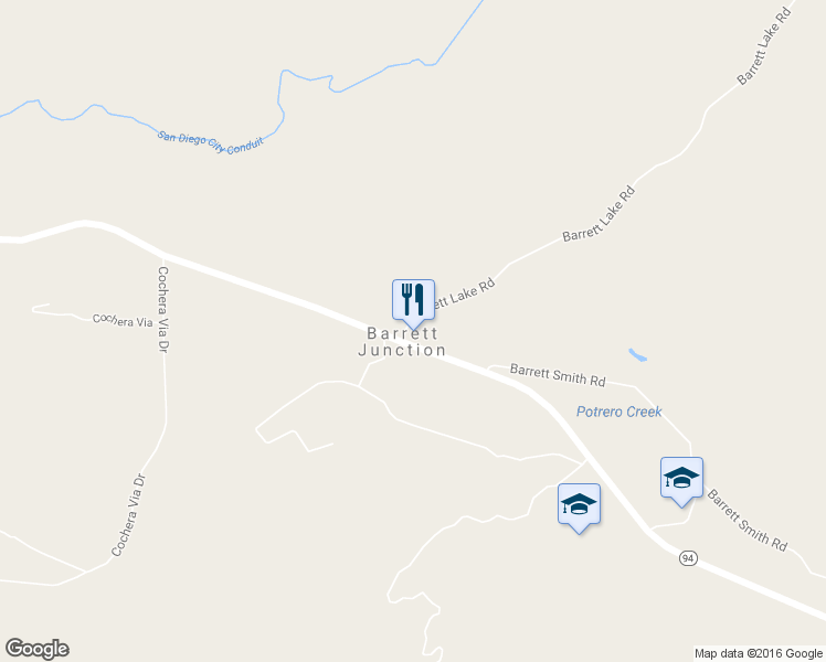 map of restaurants, bars, coffee shops, grocery stores, and more near 1020 Barrett Lake Rd in Barrett Junction