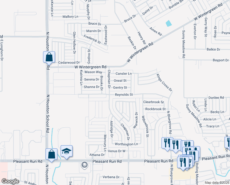 map of restaurants, bars, coffee shops, grocery stores, and more near 1755 Reynolds Street in Lancaster