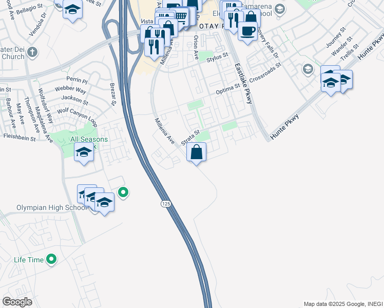 map of restaurants, bars, coffee shops, grocery stores, and more near 7 Hyde Terrace in Chula Vista