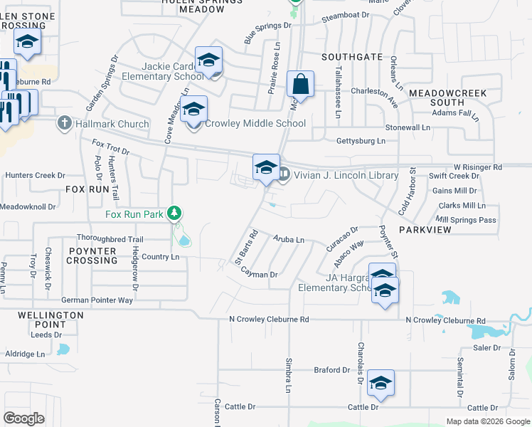 map of restaurants, bars, coffee shops, grocery stores, and more near 8901 McCart Avenue in Fort Worth