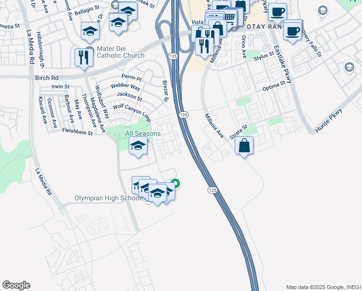 map of restaurants, bars, coffee shops, grocery stores, and more near 1859 Wedgewood Place in Chula Vista