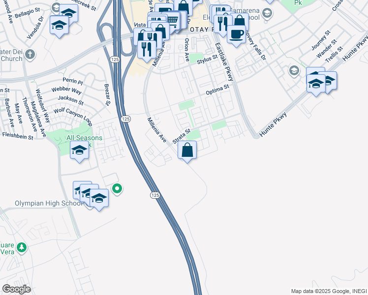 map of restaurants, bars, coffee shops, grocery stores, and more near 1905 Soho Lane in Chula Vista