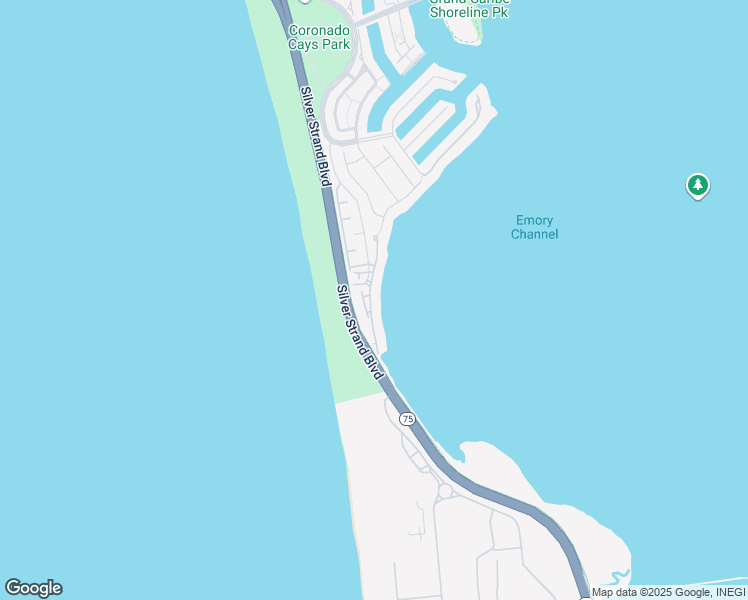 map of restaurants, bars, coffee shops, grocery stores, and more near 2 South Cays Court in Coronado