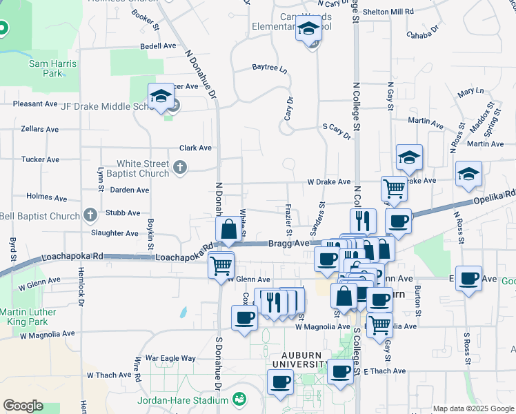 map of restaurants, bars, coffee shops, grocery stores, and more near 346 Canton Avenue in Auburn