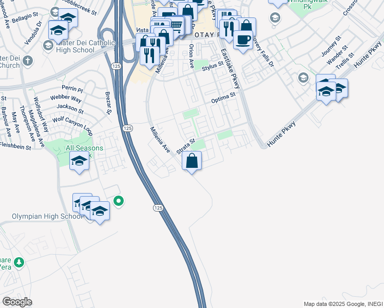 map of restaurants, bars, coffee shops, grocery stores, and more near 7 Hyde Terrace in Chula Vista