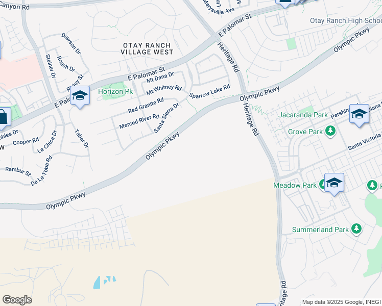 map of restaurants, bars, coffee shops, grocery stores, and more near 1390 Santa Victoria Road in Chula Vista
