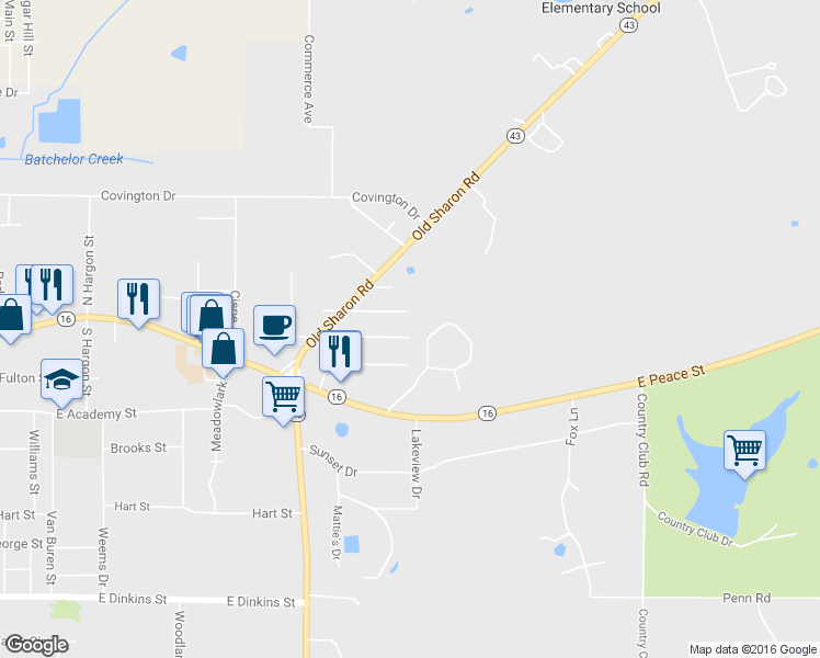 map of restaurants, bars, coffee shops, grocery stores, and more near 1347 McDonald Avenue in Canton