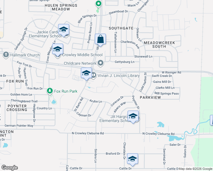 map of restaurants, bars, coffee shops, grocery stores, and more near 3220 Winoak Drive in Fort Worth