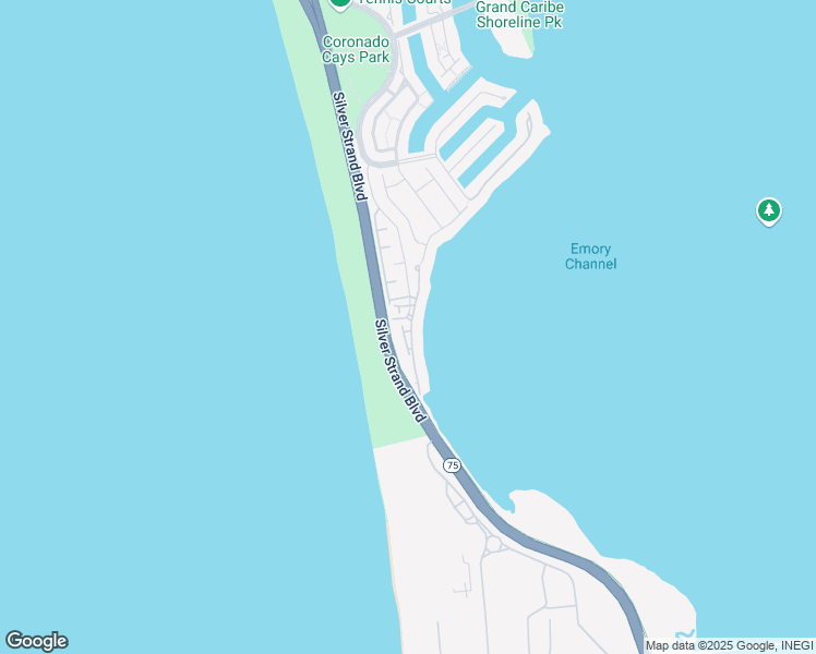 map of restaurants, bars, coffee shops, grocery stores, and more near 2 South Cays Court in Coronado