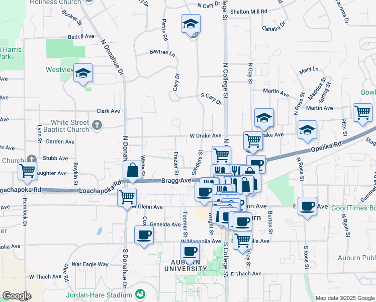 map of restaurants, bars, coffee shops, grocery stores, and more near 430 Breckenridge Court in Auburn
