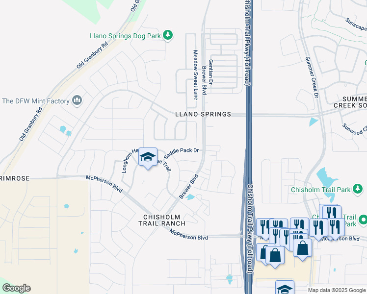 map of restaurants, bars, coffee shops, grocery stores, and more near 6020 Saddle Pack Drive in Fort Worth