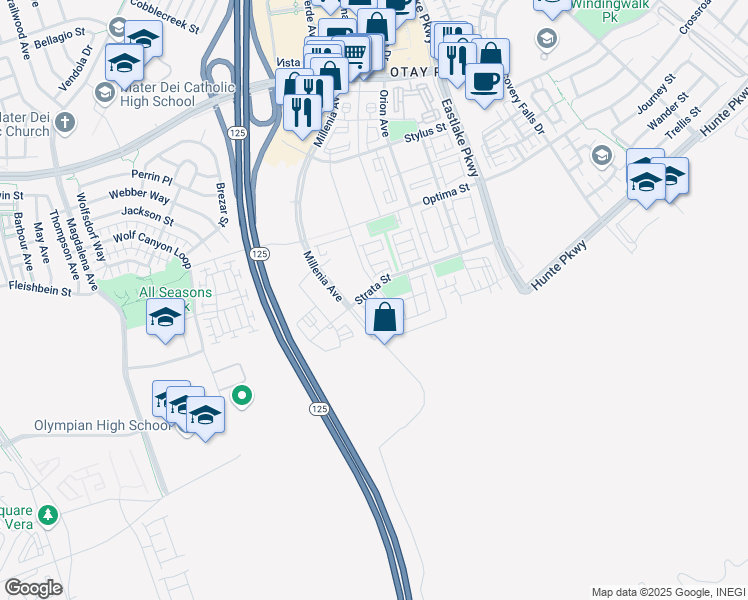 map of restaurants, bars, coffee shops, grocery stores, and more near 7 Hyde Terrace in Chula Vista
