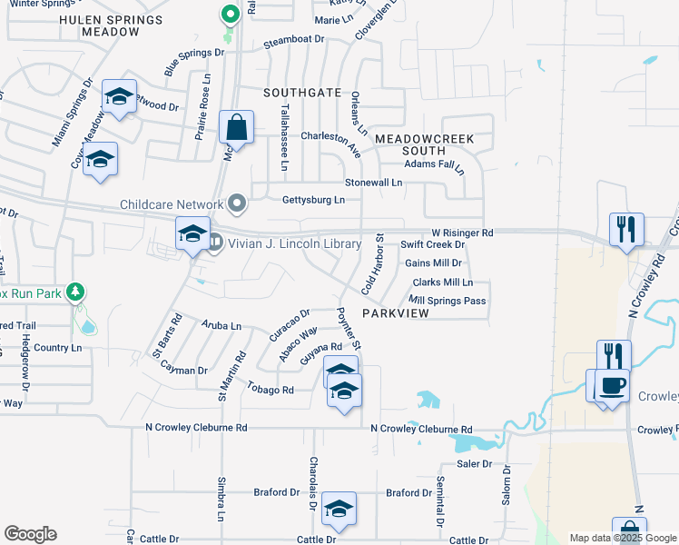 map of restaurants, bars, coffee shops, grocery stores, and more near 8837 Irish Bend Drive in Fort Worth