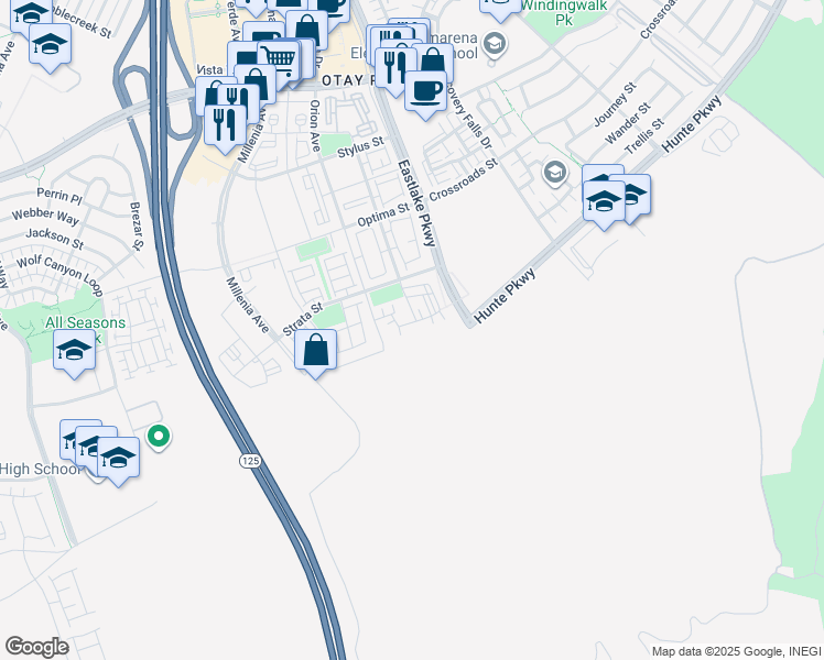 map of restaurants, bars, coffee shops, grocery stores, and more near 2252 Element Way in Chula Vista