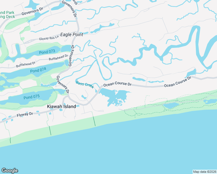 map of restaurants, bars, coffee shops, grocery stores, and more near 1 Ocean Course Drive in Kiawah Island