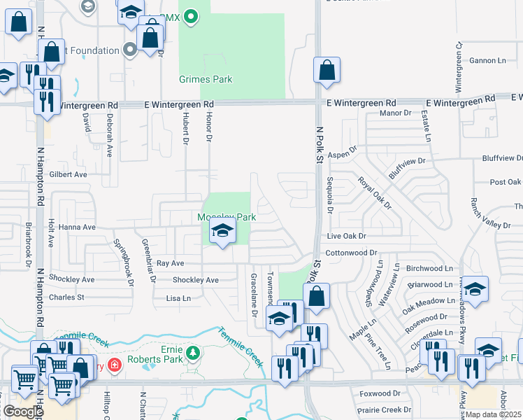 map of restaurants, bars, coffee shops, grocery stores, and more near 1308 Willowsprings Court in DeSoto