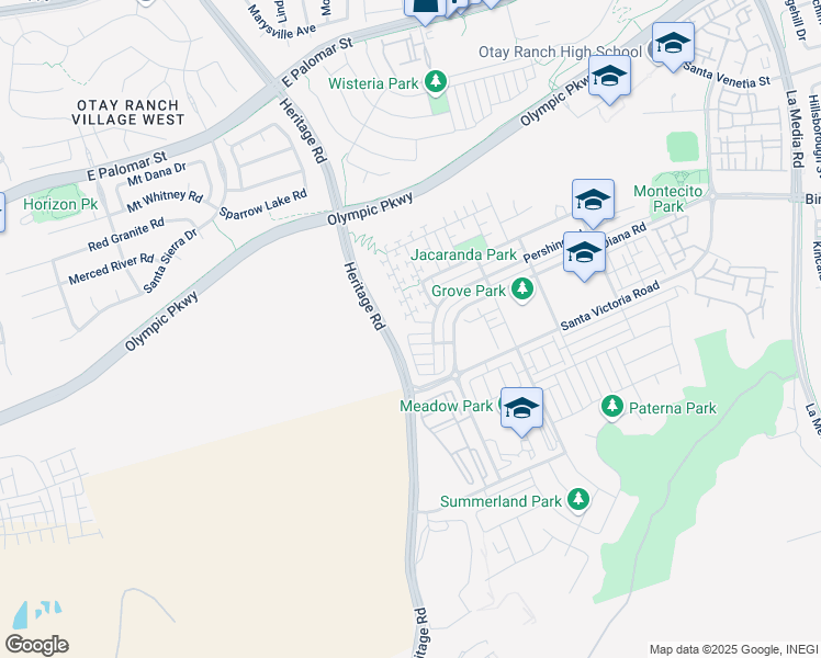 map of restaurants, bars, coffee shops, grocery stores, and more near 1227 Mason Road in Chula Vista