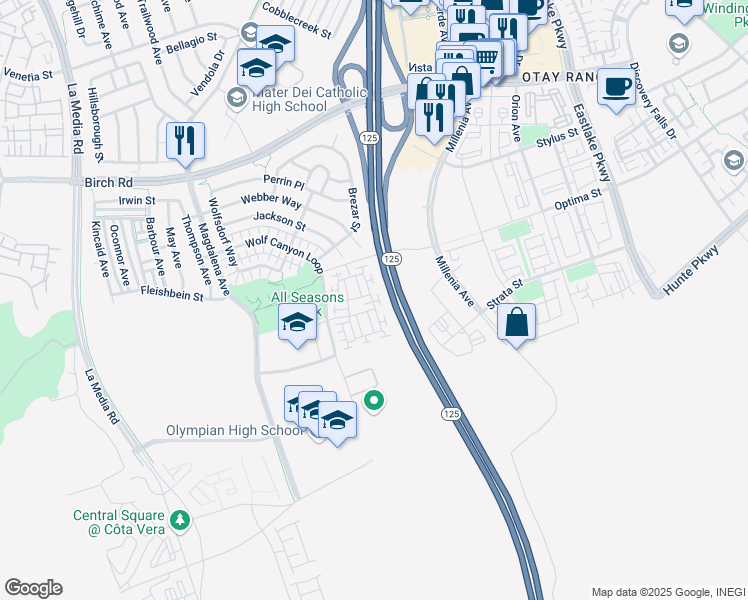 map of restaurants, bars, coffee shops, grocery stores, and more near 1824 Mosaic Street in Chula Vista