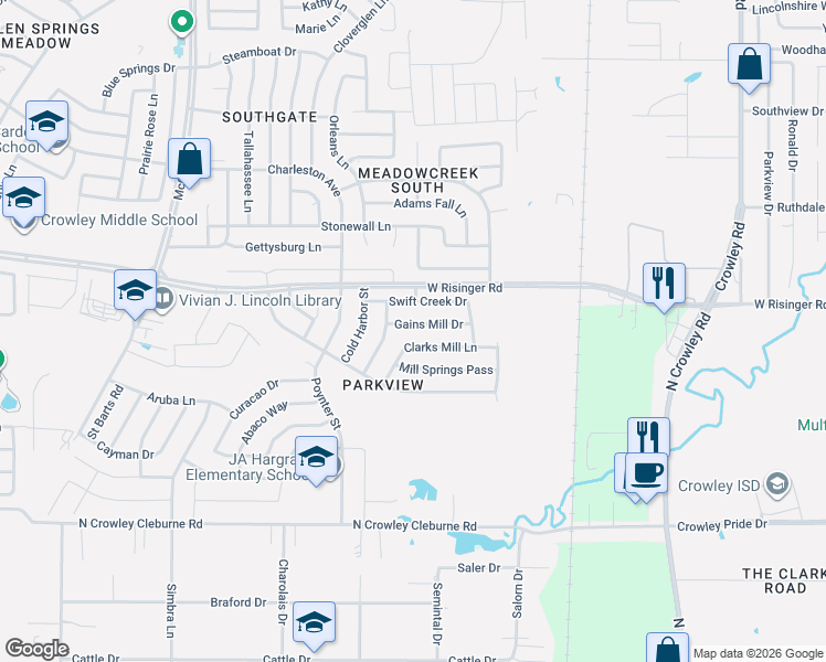 map of restaurants, bars, coffee shops, grocery stores, and more near 8901 Guard Hill Drive in Fort Worth