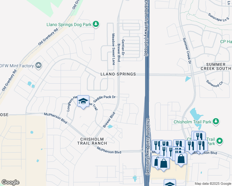 map of restaurants, bars, coffee shops, grocery stores, and more near 8641 Snowdrop Ct in Fort Worth