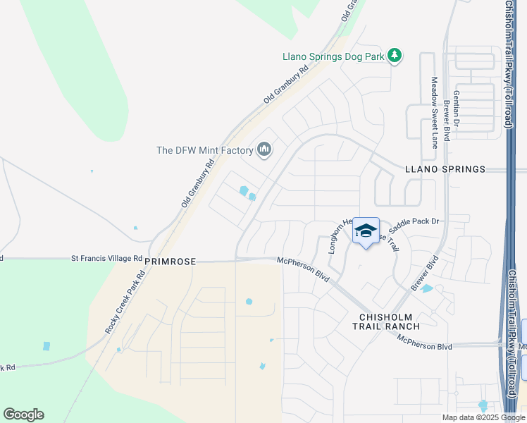 map of restaurants, bars, coffee shops, grocery stores, and more near 8816 Treehouse Court in Fort Worth